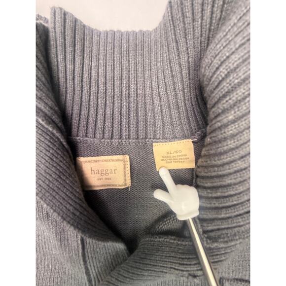 Haggar Gray Mock Neck Button Sweater XL Men’s Rib Knit Long Sleeve Pullover - Picture 4 of 16